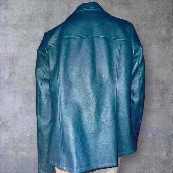 NWOT Alfani Women's Asymmetrical Zip Teal Faux Leather Jacket size 1X - Picture 8 of 13